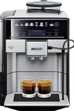 Siemens EQ.6 plus s700 Kaffeevollautomat TE657503DE, automatische Reinigung, Direktwahl, zwei Tassen gleichzeitig, 1.500 Watt, edelstahl